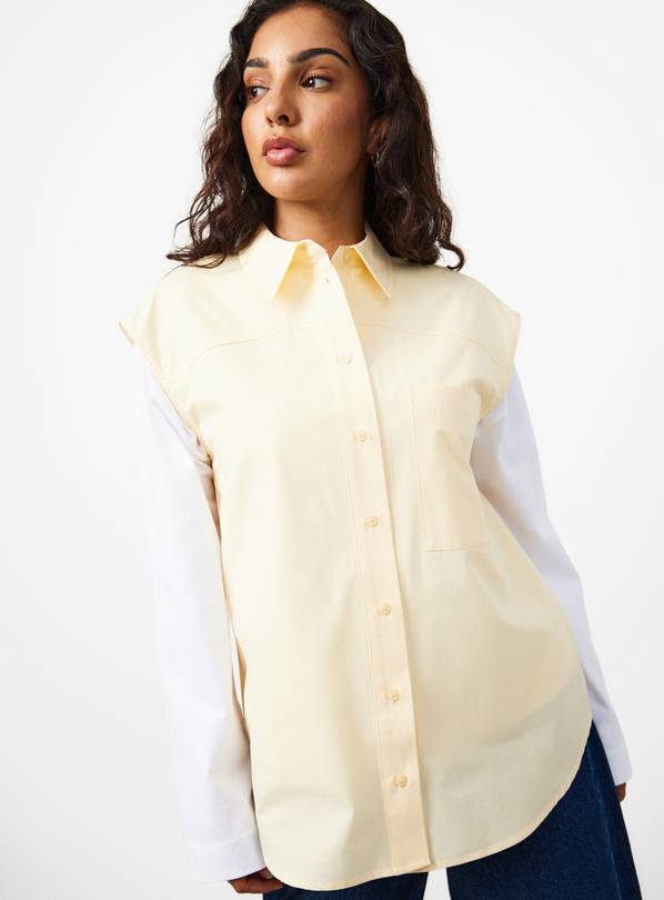 Light Yellow Poplin Sleeveless Relaxed Shirt 10
